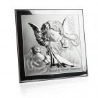PAMIĄTKA CHRZTU - Obrazek Srebrny z Aniołkami -3 rozmiary