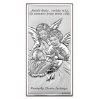 Pamiątka z okazji Chrztu Świętego - Obrazek srebrny z Aniołkami 9 cm * 18 cm