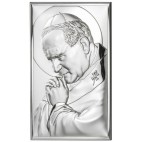 Obrazki srebrne - Papież Jan Paweł II z Grawerem 9 cm* 15 cm