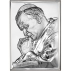 Święty Jan Paweł II - Duży obraz srebrny Pamiątka 18 cm/24 cm