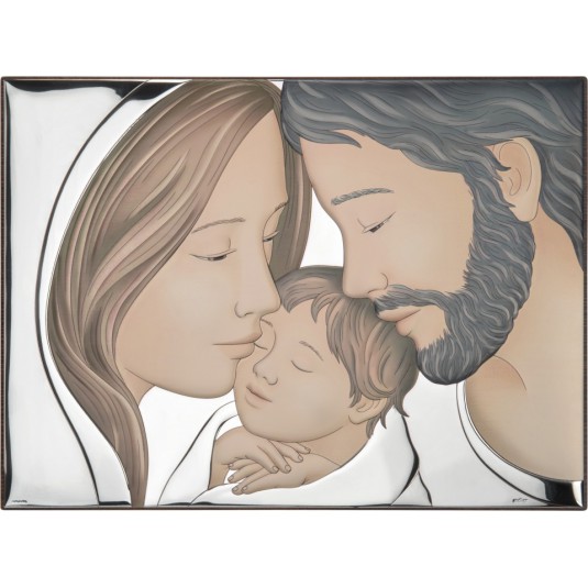 Święta Rodzina - obrazek srebrny kolorowy 21 cm* 15 cm