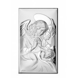 Obrazek srebrny Aniołek nad dzieciątkiem 9*15 cm